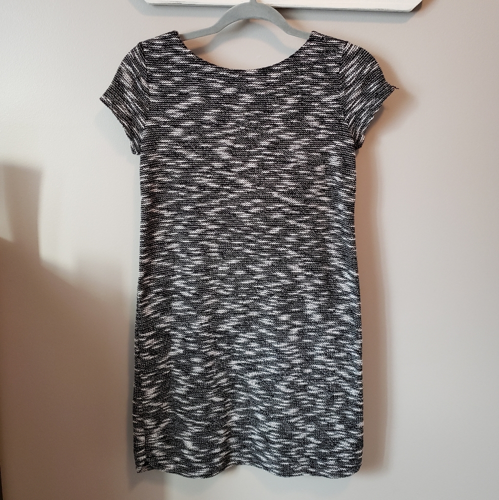 Loft boucle dress with gold zipper detail